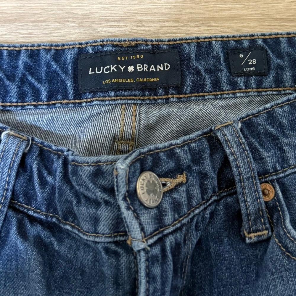 Lucky Brand Women Easy Rider Jeans 6 Long Blue Straight Leg Mid Rise Denim - Picture 6 of 11